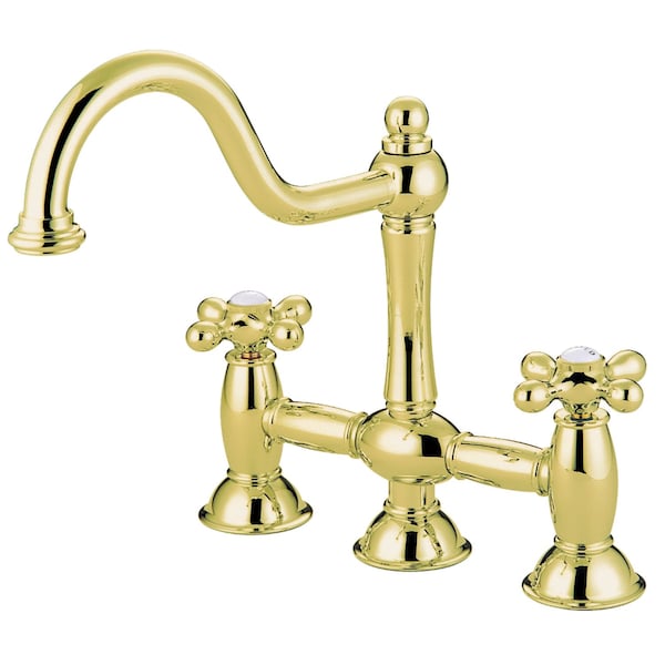 KS3782AX Restoration Bridge Kitchen Faucet, Polished Brass